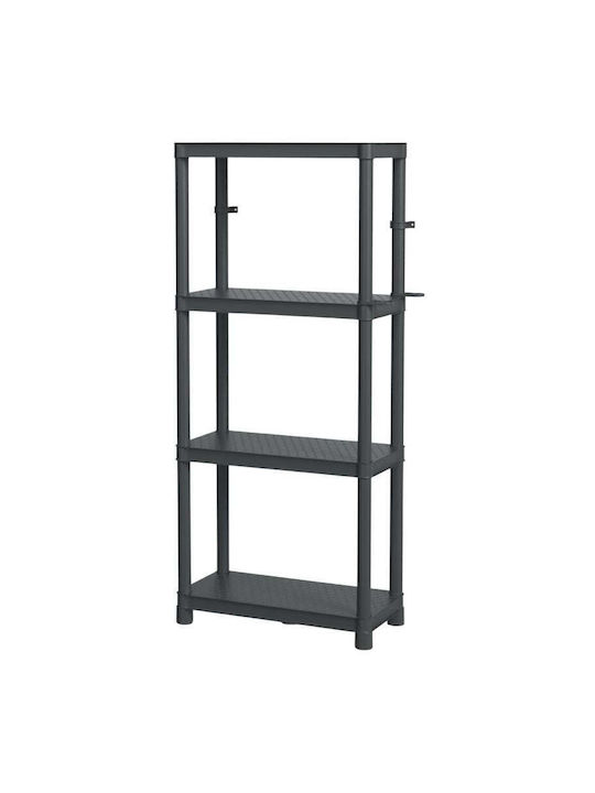 Außenregal Kunststoff mit 4 Regalen Schwarze 58x28x131.5cm