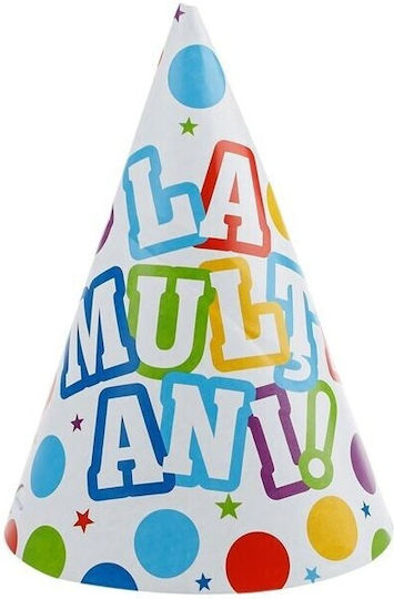 Set 6 Pălării De Petrecere Flippy Pentru Copii Din Carton 20 X 13 5 Cm Model 4 La Mulți Ani Multicolor