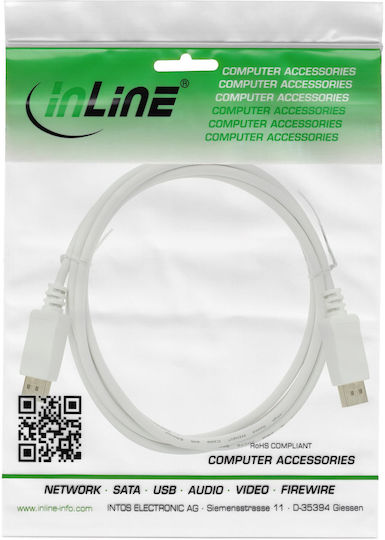 InLine Кабел DisplayPort мъжки - DisplayPort мъжки 1m Бял