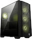 MSI Mag Forge 140A B65 Gaming Middle Tower Carcasă PC cu Deschidere Laterală și Iluminare RGB Neagră