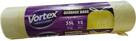 Staples Müllsäcke mit 35l Fassungsvermögen mit Kordelzug 15 Stück Gelbe
