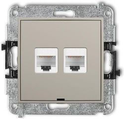 Karlik Doppelter Mechanismus Netzwerksteckdose RJ45 Typ Cat5e in Braune Farbe 60MGKBO-2 Karlik Doppelter Mechanismus Netzwerksteckdose RJ45 Typ Cat5e in Braune Farbe 60MGKBO-2