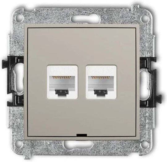Karlik Двоен Механизъм за Мрежовa Контактна Розетка RJ45 Тип Cat5e в Кафяв Цвят 60MGKBO-2
