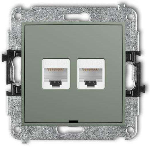 Karlik Διπλός Μηχανισμός Πρίζας Δικτύου RJ45 Τύπου Cat5e σε Πράσινο Χρώμα 61MGKBO-2