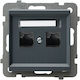 Ospel Doppelter Netzwerksteckdose RJ45 Typ Cat5e in Grau Farbe GPK-2R K m 73