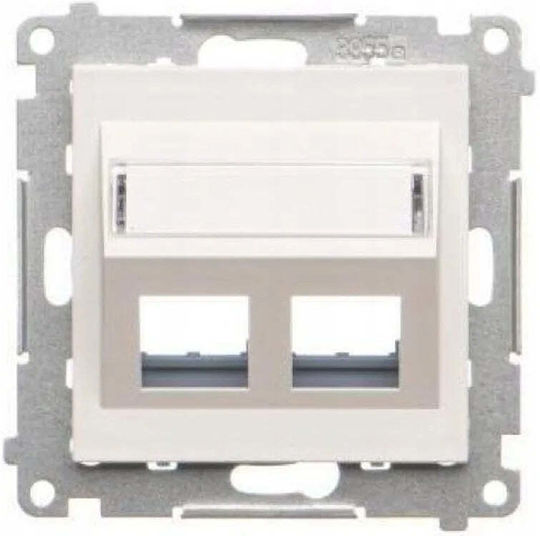 Kontakt-Simon Double External Network Socket RJ45 in White Colour TKP2S.01/111