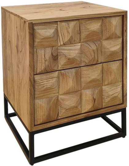 Nachttisch Santory Holz Mit Metallbeinen Schwarz 42x37x55cm EΑ731