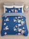 Aigaion Module Paturi & Cuverturi Pat Single Albastru Floral 160x230cm 2 Bucăți