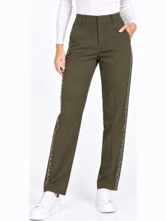 Women's Fabric Trousers in Regular Fit Khaki WL-11577AP-27JA-Khaki