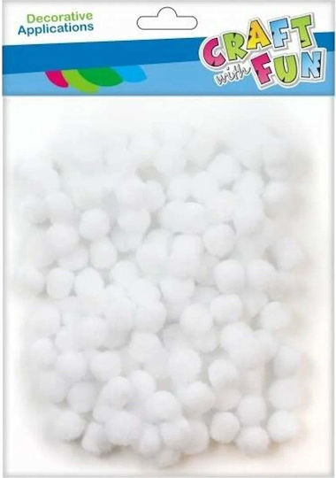 Craft Fun Decorative Pom Poms 120 Pieces 1cm White Cf Pbh 12/144