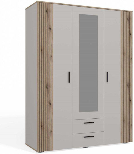 Ava Πεντάφυλλη Ντουλάπα με Καθρέπτη 150x55x200cm