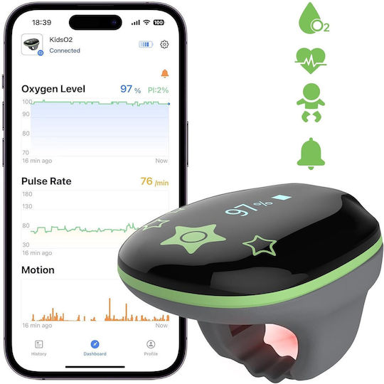 Professionelles Fingerspitzen-Oximeter für Kinder mit Bluetooth