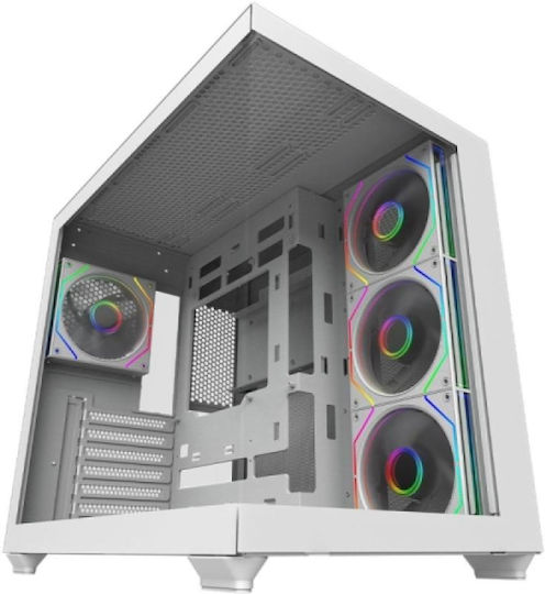 Orcus White Gaming Midi Tower Computer Case with Side Window and ARGB Lighting White