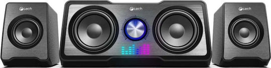 SPK-16BK Компютърни говорители 2.1 с RGB осветление и Bluetooth с мощност 16W Черни