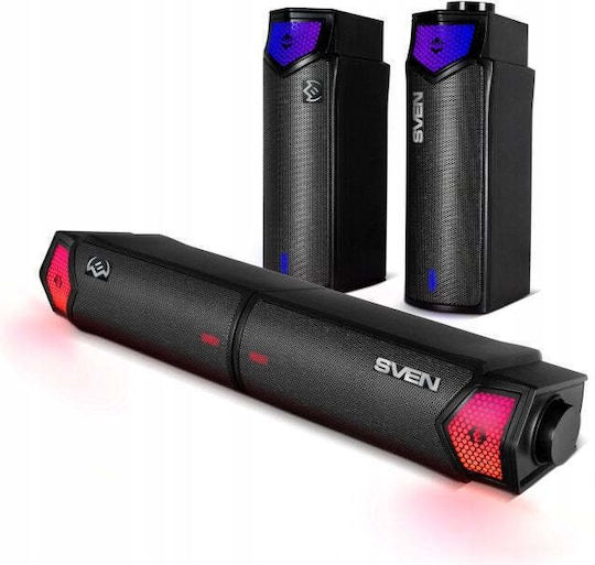 Sven SB-G1450 Компютърни говорители 2.0 с RGB осветление и Bluetooth Мощност 10W Черни