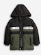 Kids Casual Short Hooded Jacket Green