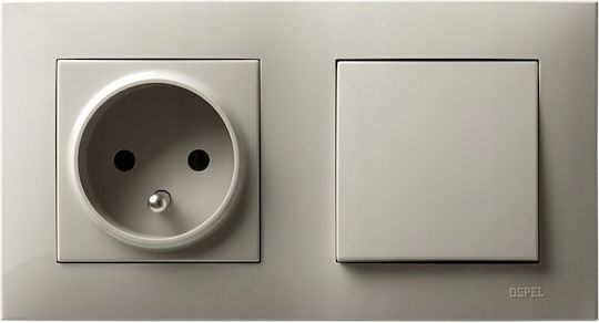 Ospel Vertiefter Elektrischer Wandtaster mit Beige Rahmen