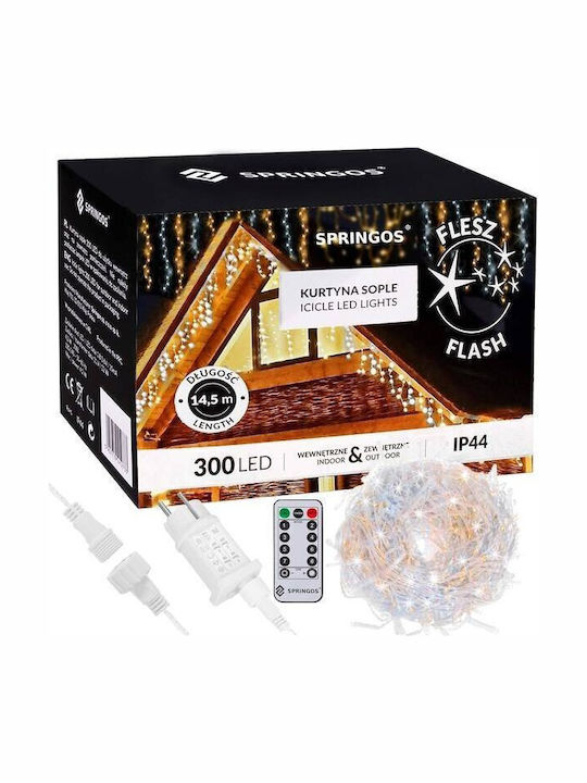 Springos Waterproof LED Garland Lights IP44 14.5m with 300 Warm White Lights