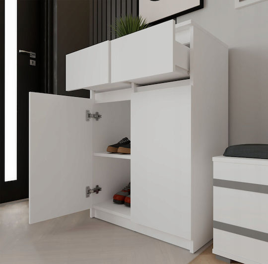 Wooden Bedroom Chest of Drawers Malwa 2dd2s with 2 Drawers White 70x39.50x97cm
