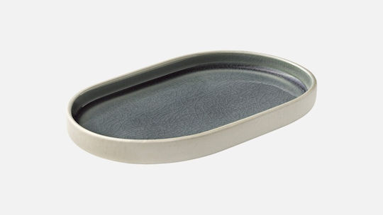 Playground Playground Servierplatte Oval aus Grau Porzellan 18x11cm