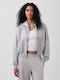 Lange Sweatshirt für Damen French Terry mit Kapuze Grau