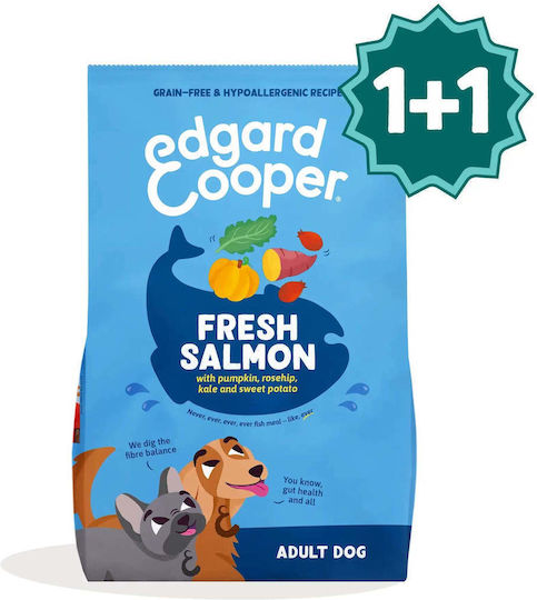 Edgard Cooper 2x1kg Ξηρά Τροφή Σκύλων χωρίς Σιτηρά με Σολομό, Ψάρια και Λαχανικά