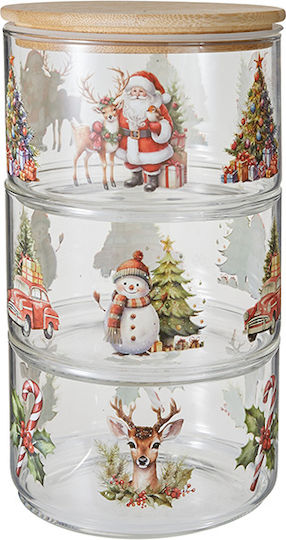 Zaros Christmas Glass Transparent Container 550ml