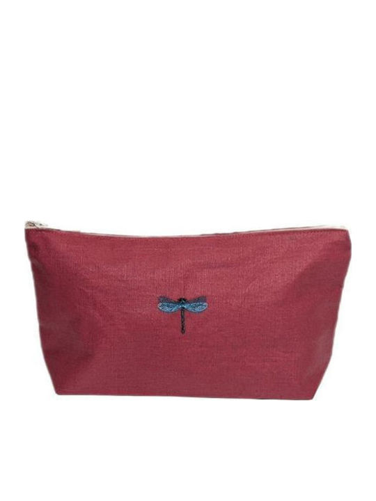 Kulturbeutel Leinen Kirsche Stickerei Blau Libelle Sammlung Insetti 28x14 cm