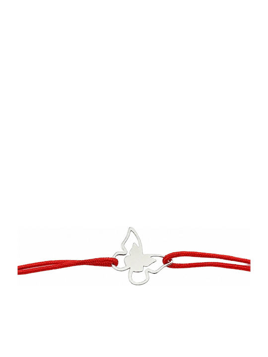 Brățară Martisor 925 Argint Model Jolie 2 Fluturi Martisor 1 Martie Snur Argintiu Roșu