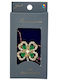 Martisor Placat Cu Aur 24k Brosa Jolie Marime 2-3 Cm Model Trifoi Pietre Verzi