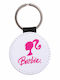Leder Schlüsselanhänger Rund Barbie Glitter Fuchsie