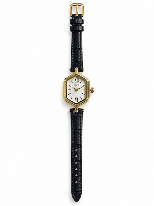 Ieke Womens Battery Watch With Metal Bracelet Gold White Black Ieke Womens Battery Watch With Metal Bracelet Gold White Black