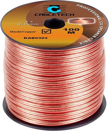Transparente Lautsprecherkabel Kupfer 2x0 35mm² – Rolle 100m Hochwertig