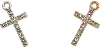 Metallic Cross with Rhinestones 11mm x 24mm 0518073 Includes 50 Pieces Silver