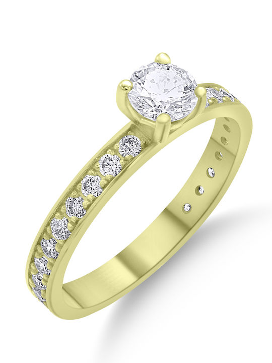 Ortaxidis Single Stone Ring From 14K Gold With Zircon Ortaxidis Single Stone Ring From 14K Gold With Zircon