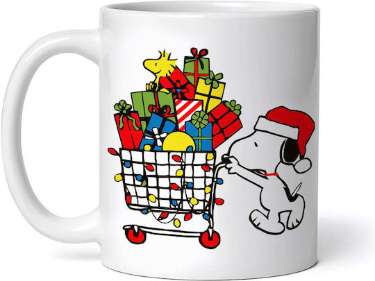 Snoopy Christmas Gifts Коледна Керамична Чаша Бяла 330ml с Персонализация