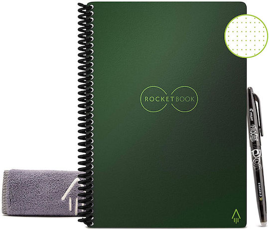 Rocketbook Σημειωματάριο A5 με Λευκές Σελίδες με Στυλοθήκη Πράσινο