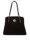 Damen-Schultertasche aus Leder Suede Brown