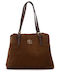 Damen-Schultertasche Aus Leder Suede Camel