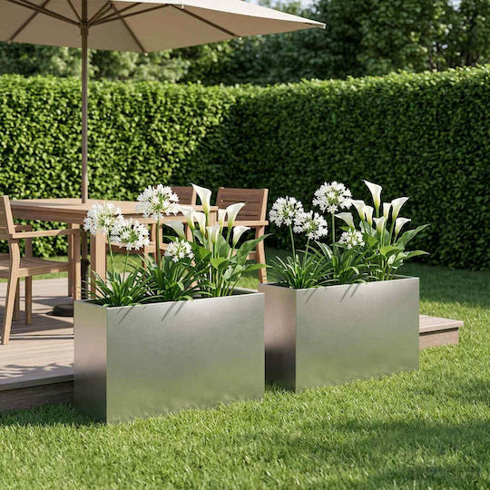 vidaXL Set of 2 Metallic Silver Planter Boxes