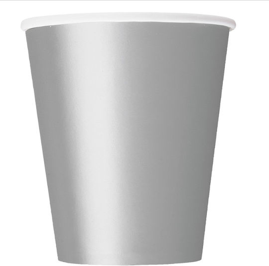 Ποτήρια Χάρτινα 266ml Silver Ασημί 8 Τεμ