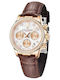 Ceas Dama 36mm Cronograf Cu Baterie Cu Curea Din Piele Rose Gold/Maro