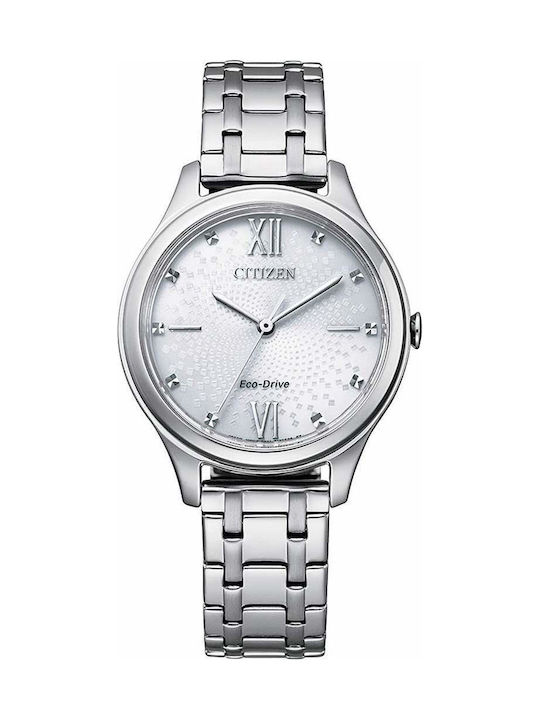Citizen Eco-drive Γυναικείο Ρολόι 32mm Αυτόματο με Ασημί Ατσάλινο Μπρασελέ
