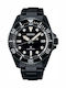 Seiko Ανδρικό Ρολόι Solar με Μαύρο Ατσάλινο Μπρασελέ