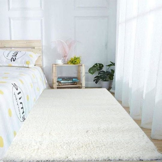 To megalo pazari Schlafzimmer-Teppichsets Zottelig Weiß TMP-4793 3 Stück