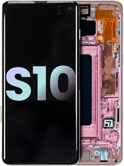 OLED модул с рамка Samsung Galaxy S10 Service Pack фламинго розов