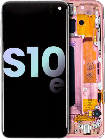 OLED Ersatzbildschirm für Samsung Galaxy S10e mit Rahmen Flamingo Rosa