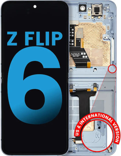 Innen-OLED-Baugruppe Rahmen Samsung Galaxy Z Flip 6 5G US & International Aftermarket Blau
