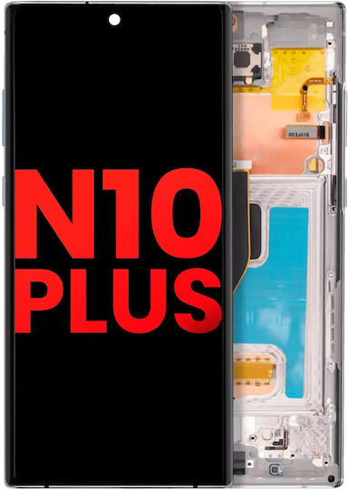 OLED Montage Rahmen Samsung Galaxy Note 10 Plus 5G Aftermarket Plus Aura Glow Silber