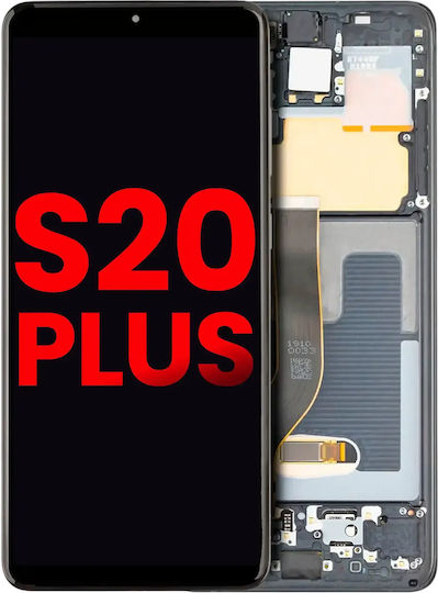 OLED Ersatzbildschirm für Samsung Galaxy S20+ 5G mit Rahmen Cosmic Schwarz